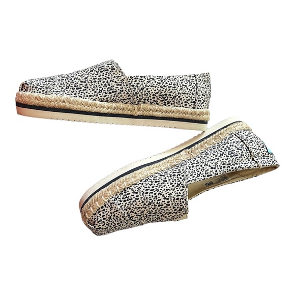 TOMS Alpargata Rope Platform Slip On Black Cream Leopard Print Women's Size 7.5 - Picture 4 of 9